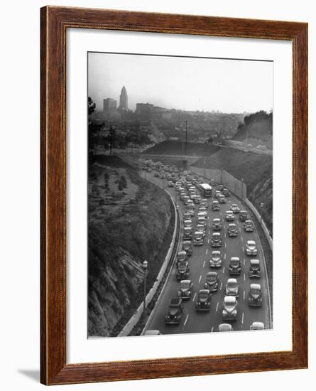 Arroyo Seco Parkway Which Shoots Traffic from Downtown L.A. Out to Pasadena-Loomis Dean-Framed Photographic Print