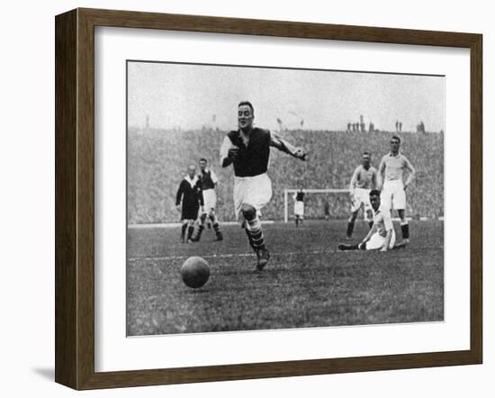 Arsenal Footballer Alex James Passes Three Manchester City Players, C1929-C1937-null-Framed Giclee Print