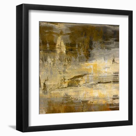 Art Abstract Acrylic Background in Beige, Yellow, Grey and Brown Colors-Irina QQQ-Framed Art Print