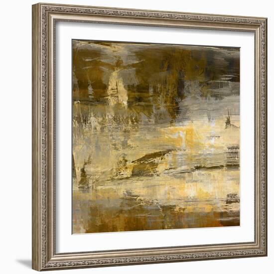 Art Abstract Acrylic Background in Beige, Yellow, Grey and Brown Colors-Irina QQQ-Framed Art Print