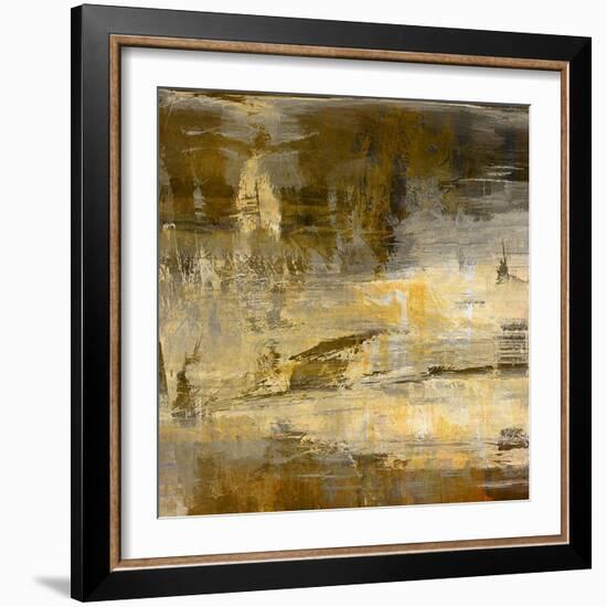 Art Abstract Acrylic Background in Beige, Yellow, Grey and Brown Colors-Irina QQQ-Framed Art Print