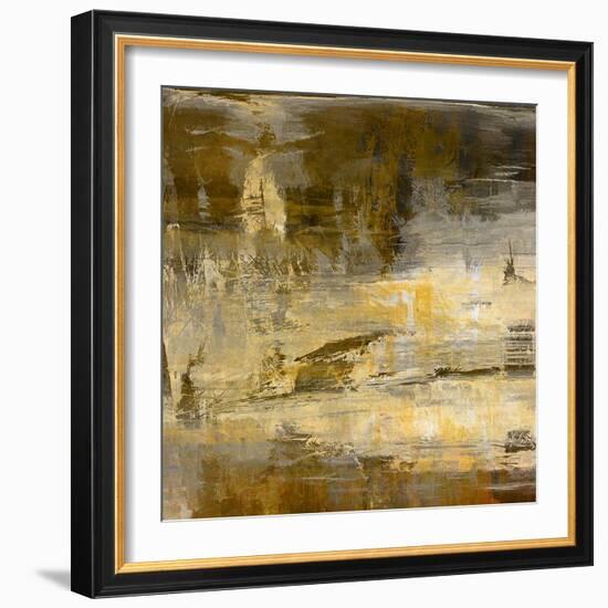 Art Abstract Acrylic Background in Beige, Yellow, Grey and Brown Colors-Irina QQQ-Framed Art Print