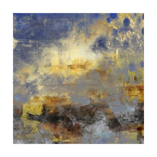Art Abstract Acrylic Background In Blue Yellow Grey And Brown