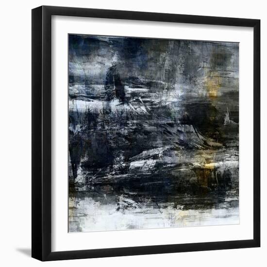 Art Abstract Acrylic Background in White, Grey, Yellow, Blue and Black Colors-Irina QQQ-Framed Art Print