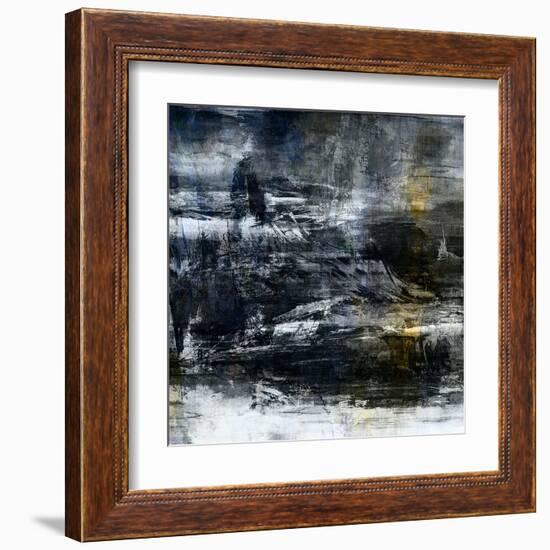 Art Abstract Acrylic Background in White, Grey, Yellow, Blue and Black Colors-Irina QQQ-Framed Art Print