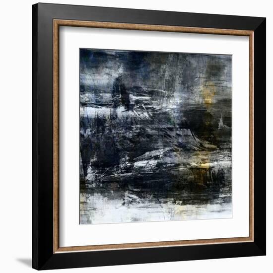 Art Abstract Acrylic Background in White, Grey, Yellow, Blue and Black Colors-Irina QQQ-Framed Art Print