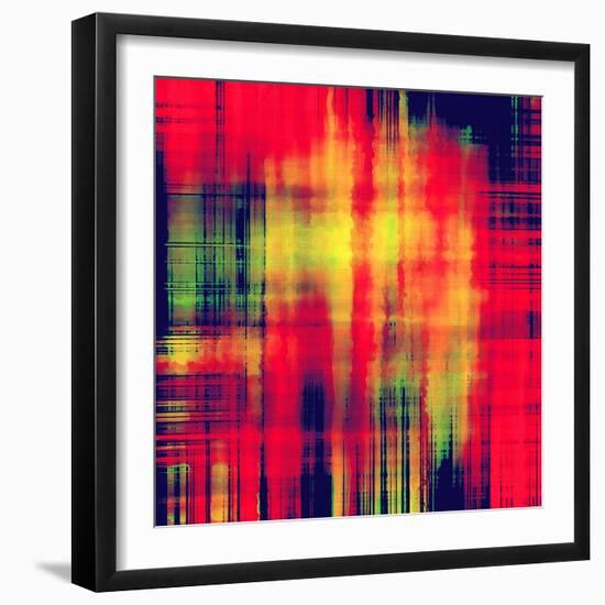 Art Abstract Geometric Pattern, Background In Bright Red , Gold And Green Colors-Irina QQQ-Framed Art Print