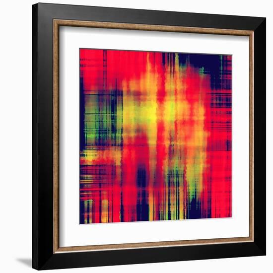 Art Abstract Geometric Pattern, Background In Bright Red , Gold And Green Colors-Irina QQQ-Framed Art Print