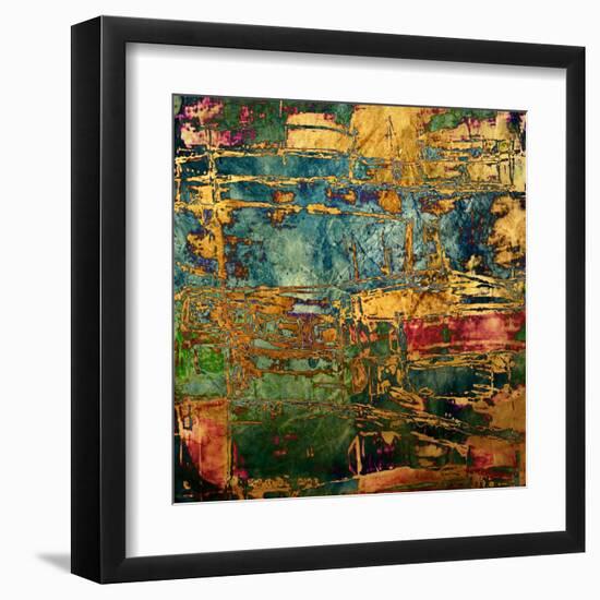 Art Abstract Rainbow with Gold Pattern Watercolor Background-Irina_QQQ-Framed Art Print