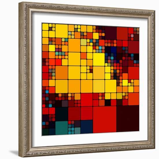 Art Abstract Vibrant Rainbow Geometric Pattern Background-Irina QQQ-Framed Art Print