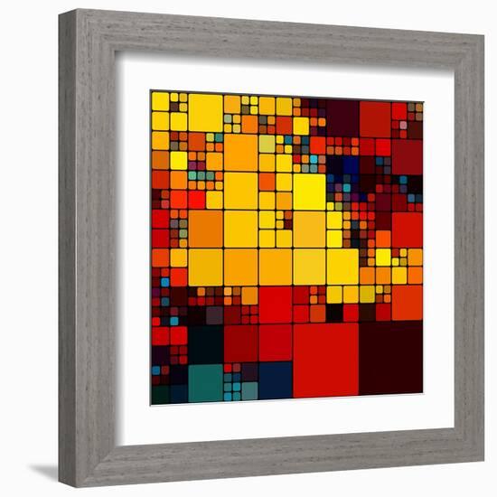 Art Abstract Vibrant Rainbow Geometric Pattern Background-Irina QQQ-Framed Art Print