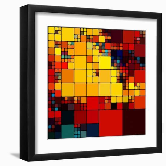 Art Abstract Vibrant Rainbow Geometric Pattern Background-Irina QQQ-Framed Art Print