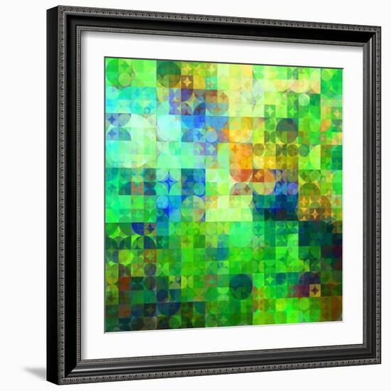 Art Abstract Vibrant Tiles Geometric Pattern For Background-Irina QQQ-Framed Art Print