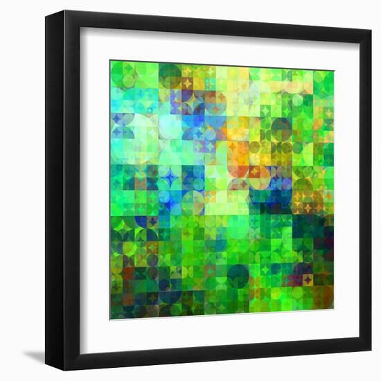 Art Abstract Vibrant Tiles Geometric Pattern For Background-Irina QQQ-Framed Art Print