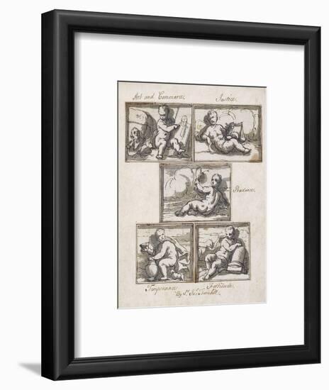 Art and Commerce; Justice; Prudence; Temperance; and Fortitude-Sir James Thornhill-Framed Giclee Print