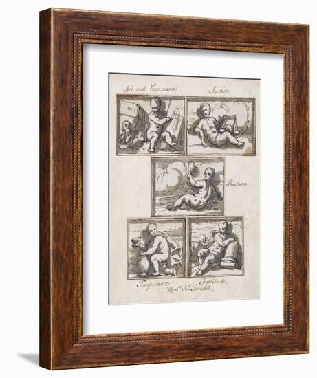 Art and Commerce; Justice; Prudence; Temperance; and Fortitude-Sir James Thornhill-Framed Giclee Print