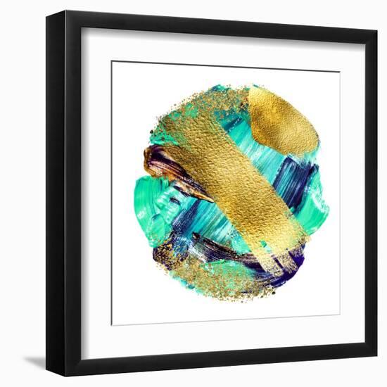 Art and Gold. Multi-Coloured Spot, Acrylic Paint, Modern Art, Hand Drawn Painting, Contemporary Art-CARACOLLA-Framed Art Print