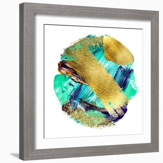 Art and Gold. Multi-Coloured Spot, Acrylic Paint, Modern Art, Hand Drawn Painting, Contemporary Art-CARACOLLA-Framed Art Print