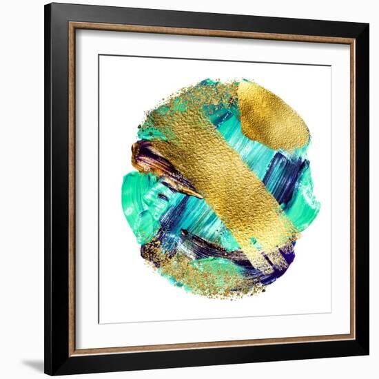 Art and Gold. Multi-Coloured Spot, Acrylic Paint, Modern Art, Hand Drawn Painting, Contemporary Art-CARACOLLA-Framed Art Print