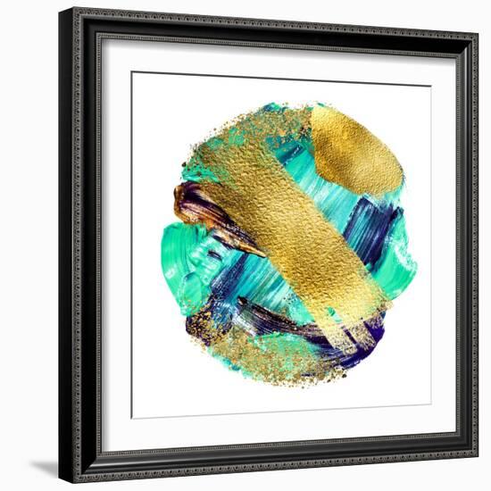 Art and Gold. Multi-Coloured Spot, Acrylic Paint, Modern Art, Hand Drawn Painting, Contemporary Art-CARACOLLA-Framed Art Print