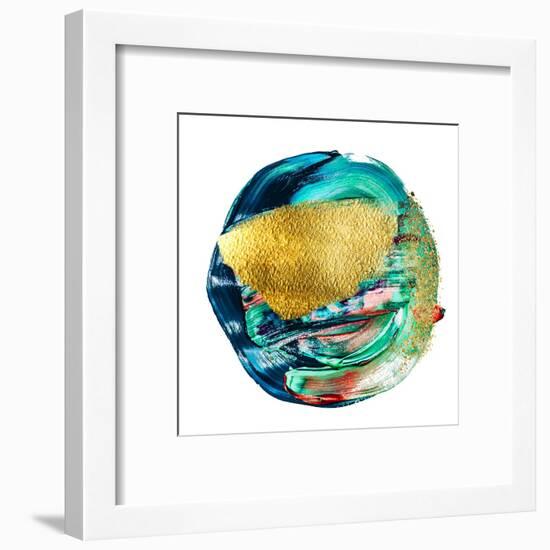 Art and Gold. Multi-Coloured Spot, Acrylic Paint, Modern Art, Hand Drawn Painting, Contemporary Art-CARACOLLA-Framed Art Print