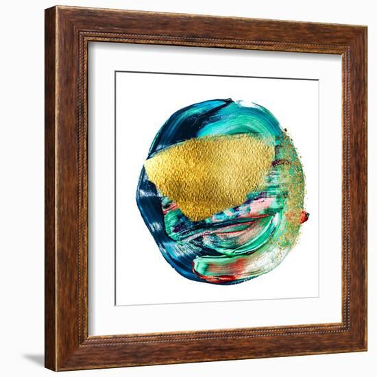 Art and Gold. Multi-Coloured Spot, Acrylic Paint, Modern Art, Hand Drawn Painting, Contemporary Art-CARACOLLA-Framed Art Print