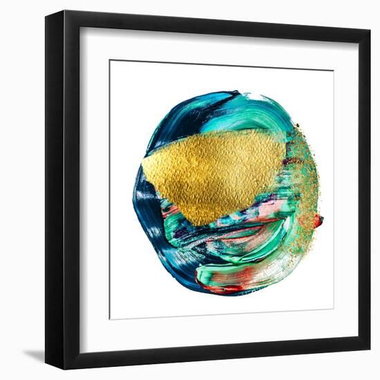 Art and Gold. Multi-Coloured Spot, Acrylic Paint, Modern Art, Hand Drawn Painting, Contemporary Art-CARACOLLA-Framed Art Print