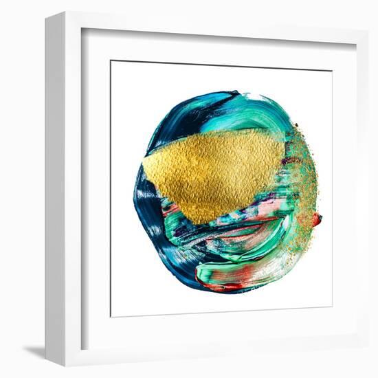 Art and Gold. Multi-Coloured Spot, Acrylic Paint, Modern Art, Hand Drawn Painting, Contemporary Art-CARACOLLA-Framed Art Print