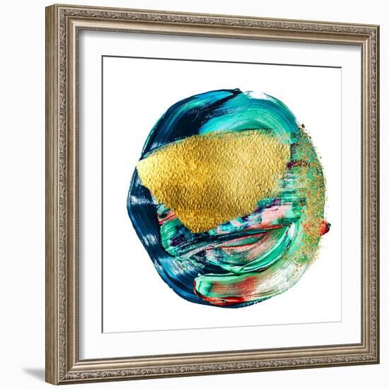 Art and Gold. Multi-Coloured Spot, Acrylic Paint, Modern Art, Hand Drawn Painting, Contemporary Art-CARACOLLA-Framed Art Print