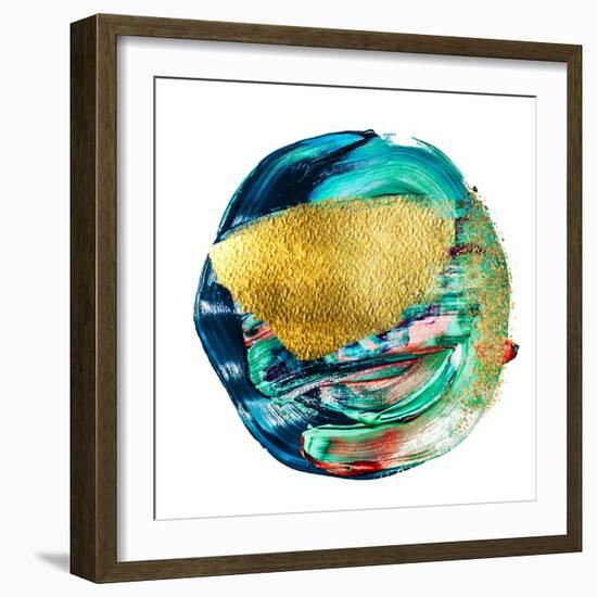 Art and Gold. Multi-Coloured Spot, Acrylic Paint, Modern Art, Hand Drawn Painting, Contemporary Art-CARACOLLA-Framed Art Print