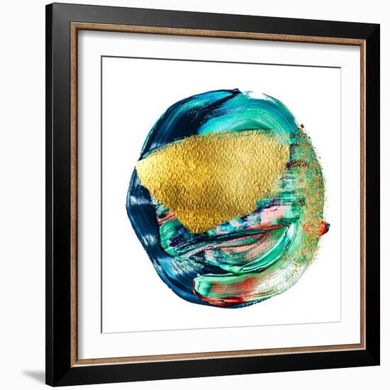 Art and Gold. Multi-Coloured Spot, Acrylic Paint, Modern Art, Hand Drawn Painting, Contemporary Art-CARACOLLA-Framed Art Print