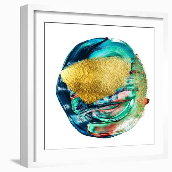 Art and Gold. Multi-Coloured Spot, Acrylic Paint, Modern Art, Hand Drawn Painting, Contemporary Art-CARACOLLA-Framed Art Print