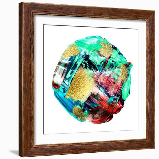 Art and Gold. Multi-Coloured Spot, Acrylic Paint, Modern Art, Hand Drawn Painting, Contemporary Art-CARACOLLA-Framed Art Print