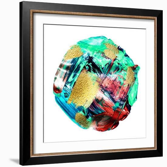 Art and Gold. Multi-Coloured Spot, Acrylic Paint, Modern Art, Hand Drawn Painting, Contemporary Art-CARACOLLA-Framed Art Print