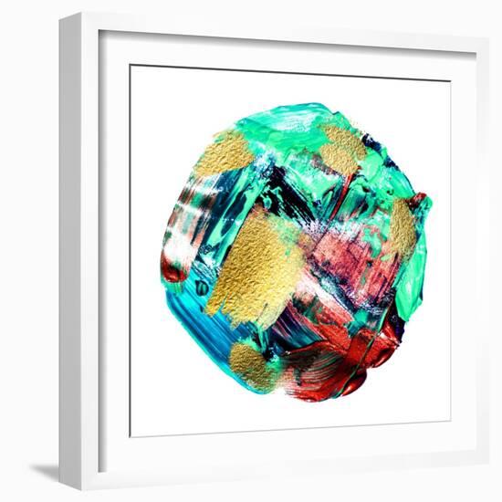 Art and Gold. Multi-Coloured Spot, Acrylic Paint, Modern Art, Hand Drawn Painting, Contemporary Art-CARACOLLA-Framed Art Print