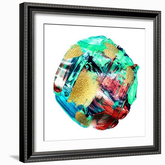 Art and Gold. Multi-Coloured Spot, Acrylic Paint, Modern Art, Hand Drawn Painting, Contemporary Art-CARACOLLA-Framed Art Print