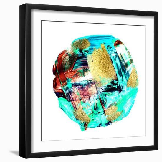 Art and Gold. Multi-Coloured Spot, Acrylic Paint, Modern Art, Hand Drawn Painting, Contemporary Art-CARACOLLA-Framed Art Print