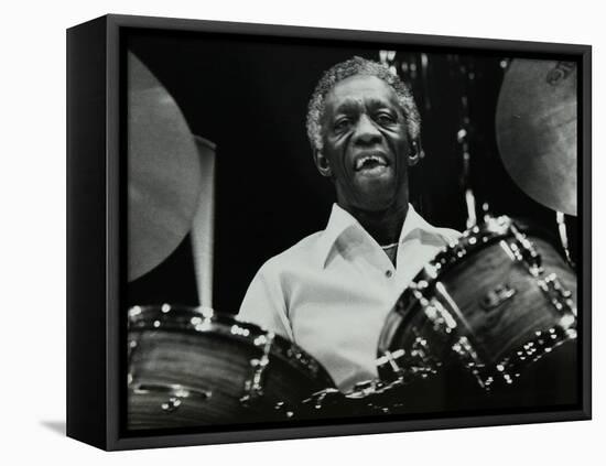 Art Blakey on Stage with the Jazz Messengers at the Forum Theatre, Hatfield, Hertfordshire, 1978-Denis Williams-Framed Premier Image Canvas