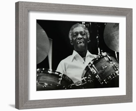 Art Blakey on Stage with the Jazz Messengers at the Forum Theatre, Hatfield, Hertfordshire, 1978-Denis Williams-Framed Photographic Print