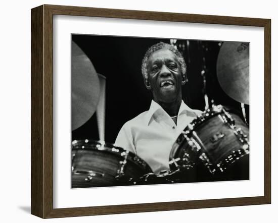 Art Blakey on Stage with the Jazz Messengers at the Forum Theatre, Hatfield, Hertfordshire, 1978-Denis Williams-Framed Photographic Print