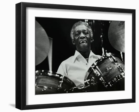 Art Blakey on Stage with the Jazz Messengers at the Forum Theatre, Hatfield, Hertfordshire, 1978-Denis Williams-Framed Photographic Print