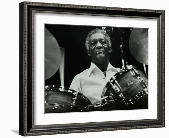 Art Blakey on Stage with the Jazz Messengers at the Forum Theatre, Hatfield, Hertfordshire, 1978-Denis Williams-Framed Photographic Print