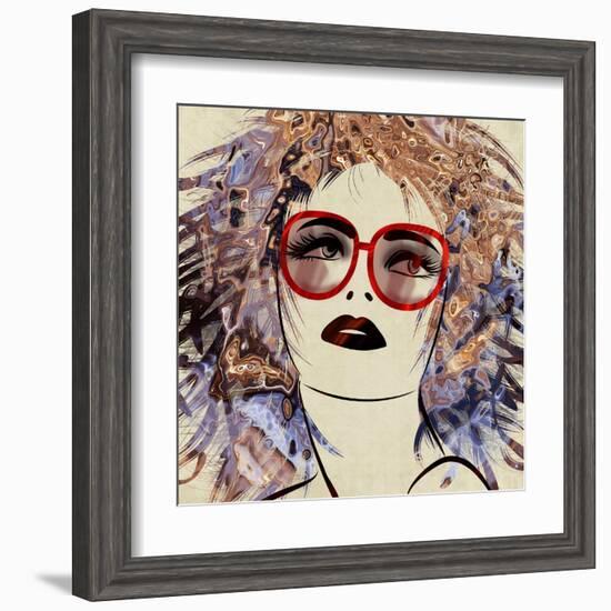 Art Colorful Sketching Beautiful Girl Face On Sepia Background-Irina QQQ-Framed Art Print