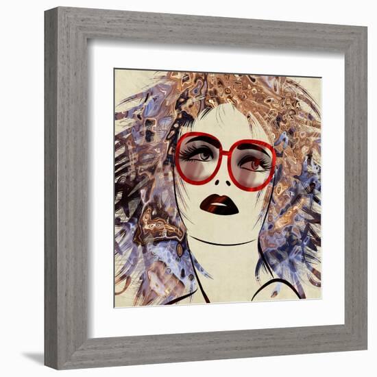 Art Colorful Sketching Beautiful Girl Face On Sepia Background-Irina QQQ-Framed Art Print