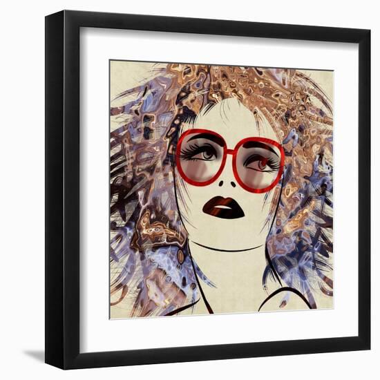 Art Colorful Sketching Beautiful Girl Face On Sepia Background-Irina QQQ-Framed Art Print