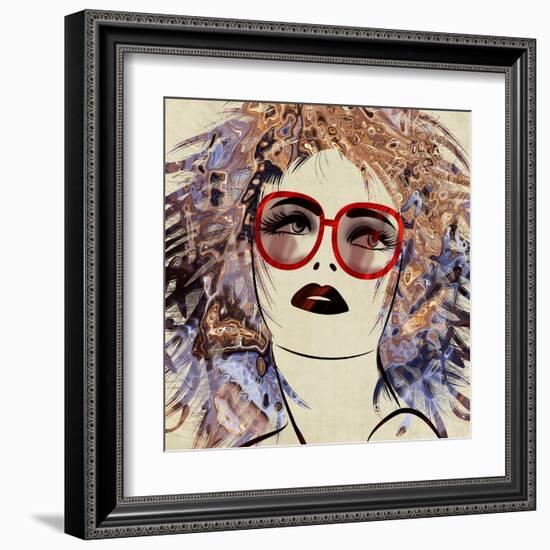 Art Colorful Sketching Beautiful Girl Face On Sepia Background-Irina QQQ-Framed Art Print