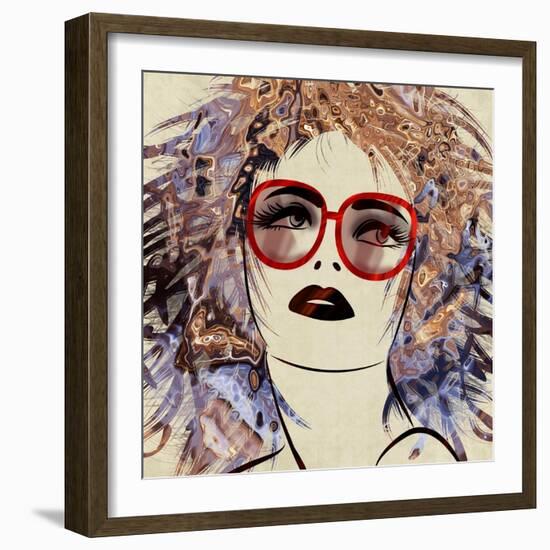 Art Colorful Sketching Beautiful Girl Face On Sepia Background-Irina QQQ-Framed Art Print