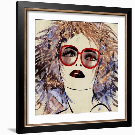 Art Colorful Sketching Beautiful Girl Face On Sepia Background-Irina QQQ-Framed Art Print