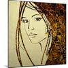 Art Colorful Sketching Beautiful Girl Face With Golden Hair On White Background-Irina QQQ-Mounted Art Print