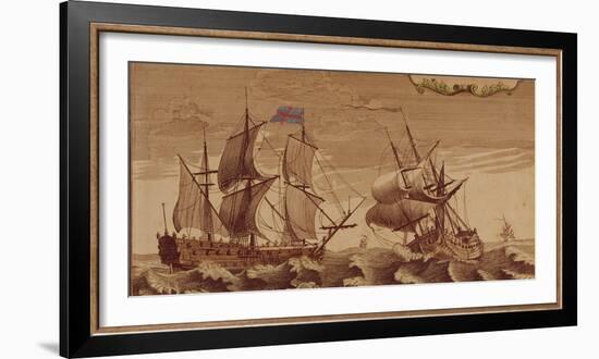 Art, Copperplate, Colourized, Sailing Ships, 1720-1750-Carl-Werner Schmidt-Luchs-Framed Photographic Print